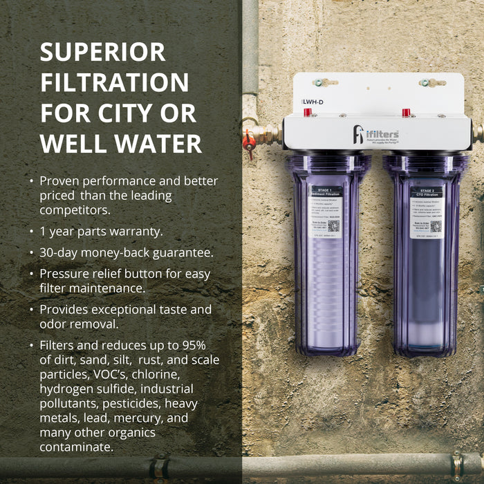 iFilters Whole House Water Filter System Sediment CTO City/Well Water Filtration