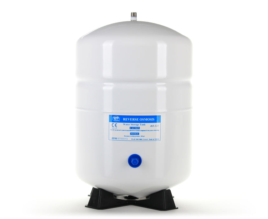 3.2 Gallon SS Reverse Osmosis Storage Water Tank, Small Size - White, 1/4" Port