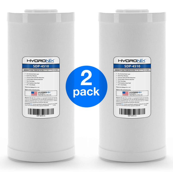 2 Pack - Hydronix SDP-4510 Dual Purpose Radial Flow Cartridge 4.5" x 10"