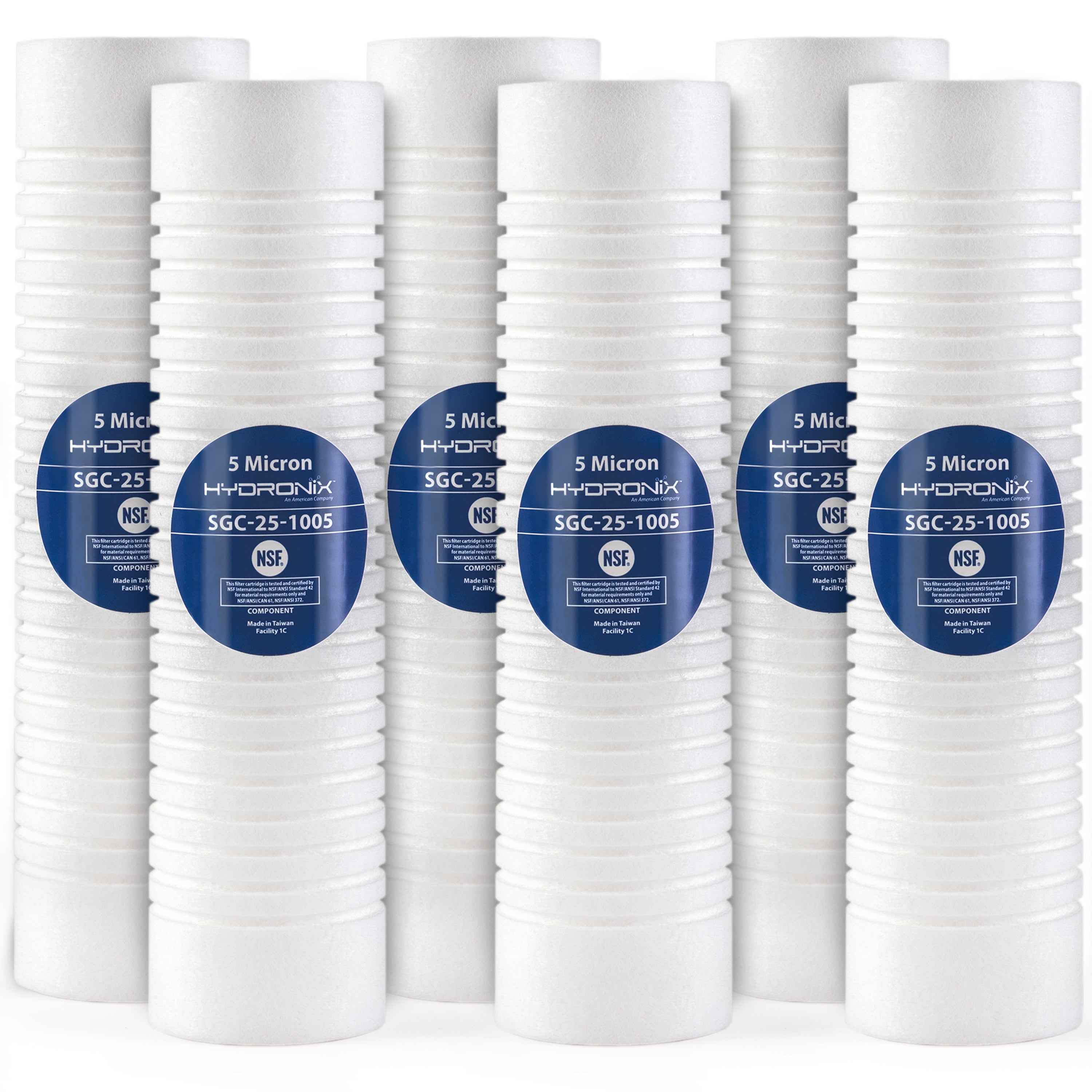 6 Pack) Hydronix SGC-25-1005 Sediment Filter Grooved Cartridge 2.5