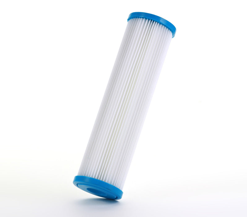 Polyester Pleated Sediment Water Filter, Washable & Reusable, 2.5" X 10", 50 μm