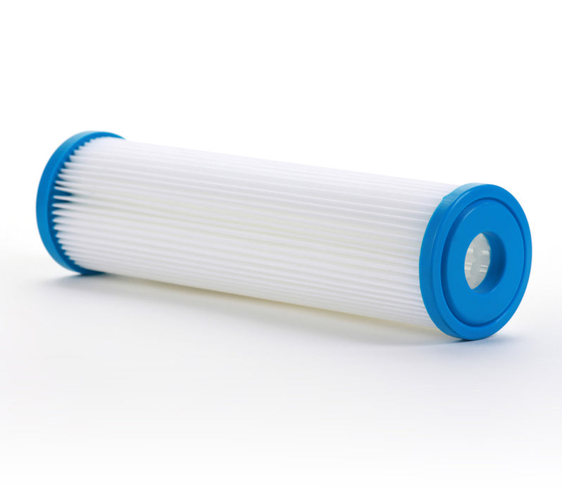 Polyester Pleated Sediment Water Filter, Washable & Reusable, 2.5" X 10", 50 μm