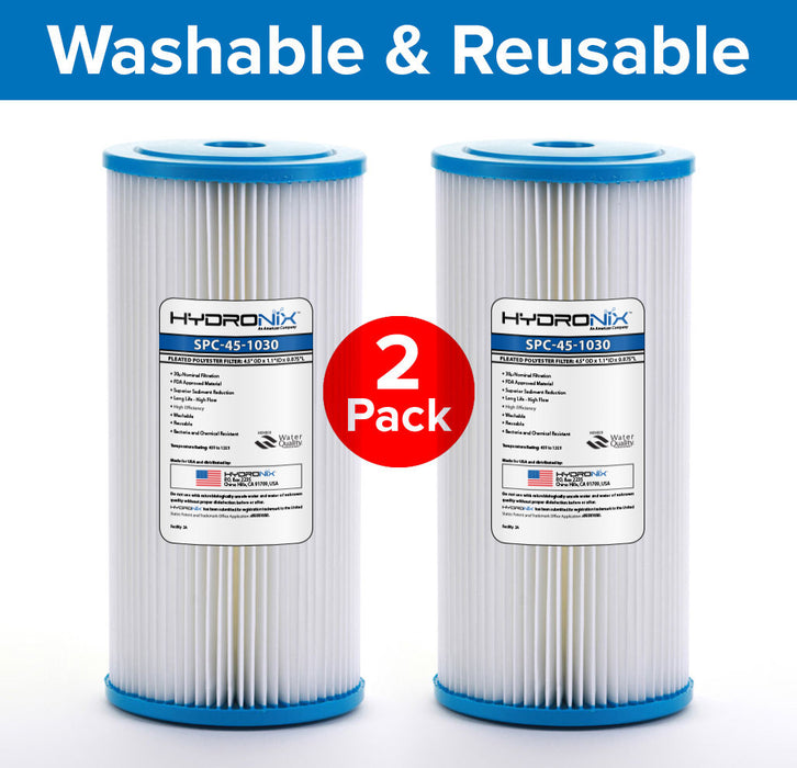 2 PK - R30-BB RS6 FXHSC Compatible Sediment Pleated Water Filter Washable 30 μm