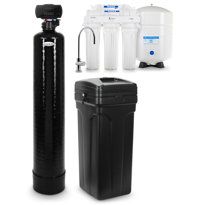 Reverse Osmosis System & Whole House Water Softener Package for 1-2 Bathrooms